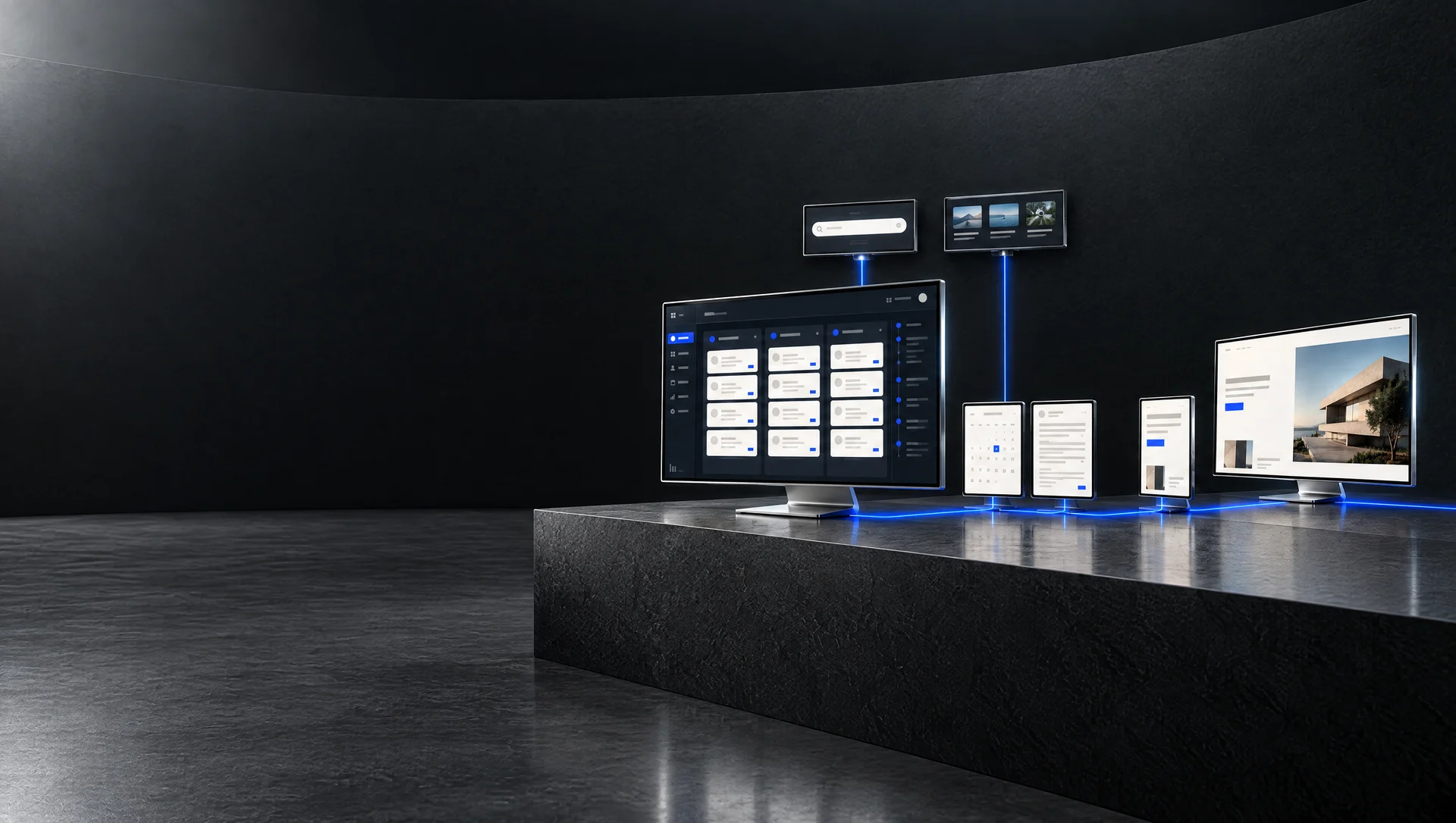 Concept installation showing connected website, CRM and marketing systems