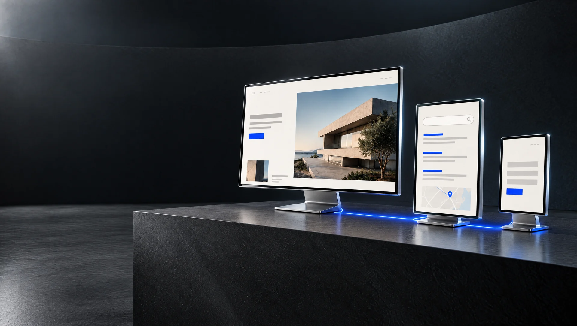 Concept visual illustrating local seo and connected business systems
